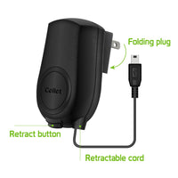 TCMOTV3R - Cellet MINI USB Black Retractable Travel Charger FOR GoPRO, All GPS, DIGITAL CAMERA, ETC.