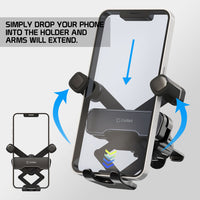 PH130 - Gravity Phone Mount, Air vent Phone Mount with Auto Lock Mechanism Compatible to iPhone 14 Pro Max and most 3.5" devices