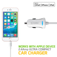 PAPP5GWB- MFI Certified Lightning Car Charger 2.4 Amp - 4Ft  -White