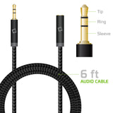 CN35EXT6 - Cellet 6 ft. Gold Plated 3.5mm Male to Female Audio Extension Cable for Headphones, Audio Aux, Car Stereo