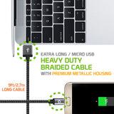 DAMICRO9 - Cellet Premium Braided & Metallic Housing 9 Ft. Micro USB Charging / Data Cable