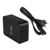 TCUSB4MOBK - Cellet 5V / 25Watt (5.1Amp) / 4 Port USB Desktop Charging Station - Travel Wall Charger - Black