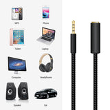 CNIPHONEBK - 6 Inch Gold Plated 3.5mm TRRS Male to Female Audio Adapter - Black