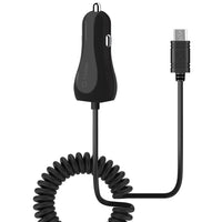 PMICUM21BK - Cellet High Powered 12 Watt (2.4 Amp) Micro USB Car Charger with Extra USB Port and Coiled cable - Black