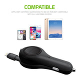 PAPP8R21 - Cellet 10 Watt (2.1 Amp) Lightning 8 Pin Retractable Car Charger for iPod, iPhone, iPad (Apple MFI Certified)