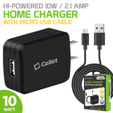 TCMICRO21GBK - CELLET Hi-Powered 10W / 2.1 Amp Home Charger (Micro USB cable included) - Black