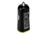 PUSBW21GR - RUIZ by Cellet Universal 2.1A (10W) USB Car Charger - Black/Green