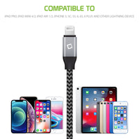 DA8T10BRBK - Cellet Lightning 8 Pin (Apple MFI Certified) 10 ft. (3m) Heavy Duty Nylon Braided USB Charging plus Data Sync Cable - Black