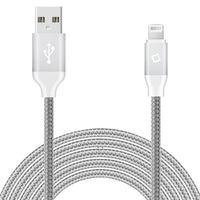 DA8T10BRSL - Cellet Lightning 8 Pin (Apple MFI Certified) 10 ft. (3m) Heavy Duty Nylon Braided USB Charging plus Data Sync Cable - Silver