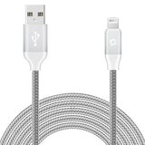 DA8T10BRSL - Cellet Lightning 8 Pin (Apple MFI Certified) 10 ft. (3m) Heavy Duty Nylon Braided USB Charging plus Data Sync Cable - Silver