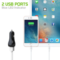 PUSBE21OR - Cellet Prism RapidCharge 12W 2.4A Dual USB Car Charger for Android and Apple Devices - Orange