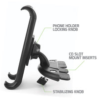 PHCDTAB-  Universal CD Slot Insert Phone & Tablet Mount, Adjustable Rotating 360 Cradle