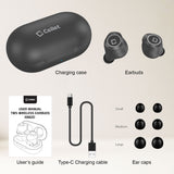 EB600BK - Cellet Wireless Earbuds, Premium V5.3 In-Ear Wireless Earbuds with Charging case, Voice Notifications and Built-in Microphone and Type C USB charging cable Compatible to Wireless Enabled Devices - Black