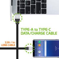 DCA33BK - USB-A to USB-C Cable, CyonGear Tangle-Free Standard 3.2ft (1m) USB-A to USB-C Charging Sync Cable for Google Pixel XL, LG G5, Nexus 5x/6P, LG V20, Motorola Moto Z/Z Force, HTC 10 and more