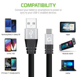 DCA33BK - USB-A to USB-C Cable, CyonGear Tangle-Free Standard 3.2ft (1m) USB-A to USB-C Charging Sync Cable for Google Pixel XL, LG G5, Nexus 5x/6P, LG V20, Motorola Moto Z/Z Force, HTC 10 and more