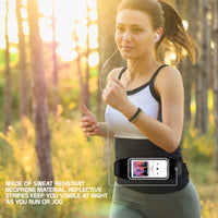 ACWAIST1 - Sweat Resistant Fitness Exercise Storage Belt with Smartphone Clear Window Fanny Pack