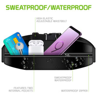 ACWAIST1 - Sweat Resistant Fitness Exercise Storage Belt with Smartphone Clear Window Fanny Pack