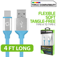 DCA4BL - Flexible / Soft / Tangle-Free Type A to type C Data cable - Blue - by Cellet