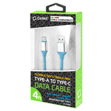 DCA4BL - Flexible / Soft / Tangle-Free Type A to type C Data cable - Blue - by Cellet