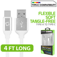 DCA4WT - Flexible / Soft / Tangle-Free Type A to type C Data cable - by Cellet White