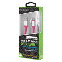 DCA4PK - Flexible / Soft / Tangle-Free Type A to type C Data cable - Pink - by Cellet