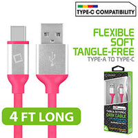 DCA4PK - Flexible / Soft / Tangle-Free Type A to type C Data cable - Pink - by Cellet