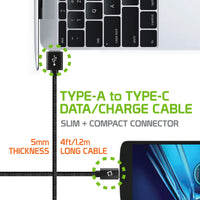 DCA420BK - 4 Ft. Durable Nylon Braided Type C Data Transfer & Sync Fast Charge Cable