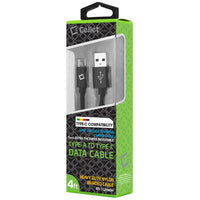 DCA420BK - 4 Ft. Durable Nylon Braided Type C Data Transfer & Sync Fast Charge Cable