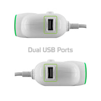 PBACK3WT - Cellet Dual USB Port & 3 Cigarette Port Car Charger for Android & Apple devices - White