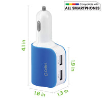 PUSBDC2BL - Cellet Universal High Power Dual USB Port & Cigarette port 15W / 3.1Amps Dual USB Car Charger - Blue/White