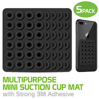 SCUPBK5 - 5 Pack Multipurpose Mini Suction Cup Mat with Strong 3M Adhesive - by Cellet / Black