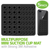 SCUPBK5 - 5 Pack Multipurpose Mini Suction Cup Mat with Strong 3M Adhesive - by Cellet / Black