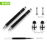 PENDISCBK - 3 in 1 Stylus Pen (Ballpoint Pen, Precision Clear Disc Pen, Capacitive Stylus Pen), 2 Stylus Pens with Replacement Tips for Apple iPads, iPhones, Tablets, Androids and More by Cellet - Black