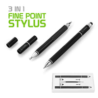 PENDISCBK - 3 in 1 Stylus Pen (Ballpoint Pen, Precision Clear Disc Pen, Capacitive Stylus Pen), 2 Stylus Pens with Replacement Tips for Apple iPads, iPhones, Tablets, Androids and More by Cellet - Black