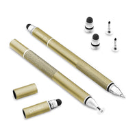 PENDISCGD - 3 in 1 Stylus Pen (Ballpoint Pen, Precision Clear Disc Pen, Capacitive Stylus Pen), 2 Stylus Pens with Replacement Tips for Apple iPads, iPhones, Tablets, Androids and More by Cellet - Gold