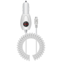 PMICRO1WT - High Powered 5 Watt (1 Amp) Micro USB Coiled Cable (5.7 ft.) Car Charger by Cellet - White