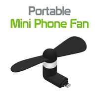 FANLIGHTNING - Portable Mini USB Fan for Apple iPhone X, 8/8 Plus, 7/7 Plus, iPod Touch and More 8 Pin Lightning Devices - Black