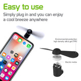 FANLIGHTNING - Portable Mini USB Fan for Apple iPhone X, 8/8 Plus, 7/7 Plus, iPod Touch and More 8 Pin Lightning Devices - Black