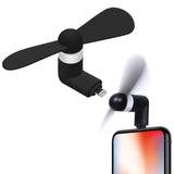 FANLIGHTNING - Portable Mini USB Fan for Apple iPhone X, 8/8 Plus, 7/7 Plus, iPod Touch and More 8 Pin Lightning Devices - Black