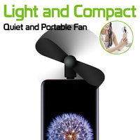 FANUSBC - Portable Mini USB Fan for Samsung Galaxy S9/S9 Plus, S8/S8 Plus, Galaxy Note 8 and More USB C Enabled Devices - Black