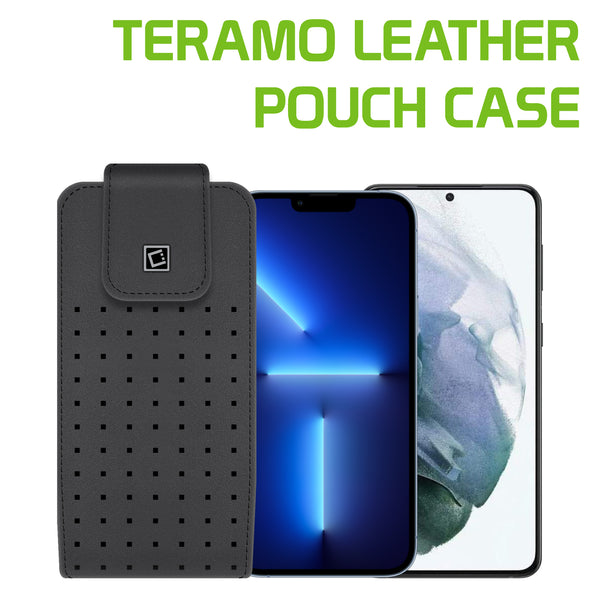 LTERMEDB -  Cellet Teramo Leather Pouch for Apple iPhone 13 Pro, 12 Pro, X, 8, 7, 6S, 6, Samsung Galaxy S21, S20, S10, S9 and More (Fits with Slim Case On)