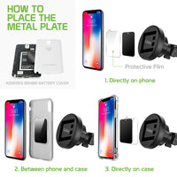 PHM500 - 2-IN-1 Magnetic or Cradle Air Vent Phone Holder for Apple iPhone Xs, XR, X, 8/8 Plus, Samsung Galaxy Note 9, Galaxy S9/ S9 Plus and more by Cellet