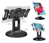 PHTAB5003 - Multi-Functional 3-in-1 Tablet Holder Combo, Heavy Duty Desktop, Portable Stand and Headrest Holder with 360 Degree Rotation for iPads and Tablets - Black