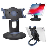 PHTAB5003 - Multi-Functional 3-in-1 Tablet Holder Combo, Heavy Duty Desktop, Portable Stand and Headrest Holder with 360 Degree Rotation for iPads and Tablets - Black