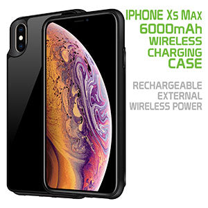 BWIPHMAX - iPhone XS Max Wireless Charging Case, 6000mAh Rechargeable External Wireless Power Case for Apple iPhone XS Max - Black