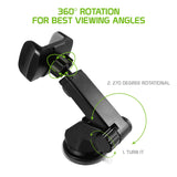 PHD355 - Dashboard & Windshield Phone Holder Mount 270° Rotating Strong Sticky Suction Pad