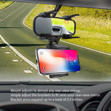 PHMIR2FA -  Cellet Rear-view Mirror Mount, Universal Car Rear-view Mirror Mount with 360 Degree Rotating Cradle and Adjustable Brackets Compatible to Apple iPhone 13/12/11/XS Max, X/XR/XS, 8/8 Plus, 7/7 Plus and Samsung Galaxy Note 10/10 Plus