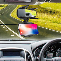 PHMIR2FA -  Cellet Rear-view Mirror Mount, Universal Car Rear-view Mirror Mount with 360 Degree Rotating Cradle and Adjustable Brackets Compatible to Apple iPhone 13/12/11/XS Max, X/XR/XS, 8/8 Plus, 7/7 Plus and Samsung Galaxy Note 10/10 Plus