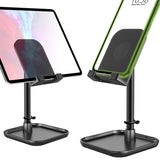 PH150BK - Adjustable Desktop Smartphone and Tablet Stand, Heavy Duty Adjustable Phone Stand with Mini Shelf, Non-Slip Rubberized Grips and Base Compatible to Smartphones, Tablets, iPads and Nintendo Switch – Black