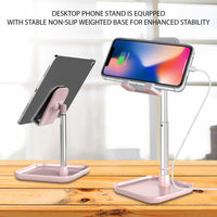 PH150PK - Adjustable Desktop Smartphone and Tablet Stand, Heavy Duty Adjustable Phone Stand with Mini Shelf, Non-Slip Rubberized Grips and Base Compatible to Smartphones, Tablets, iPads and Nintendo Switch – Pink